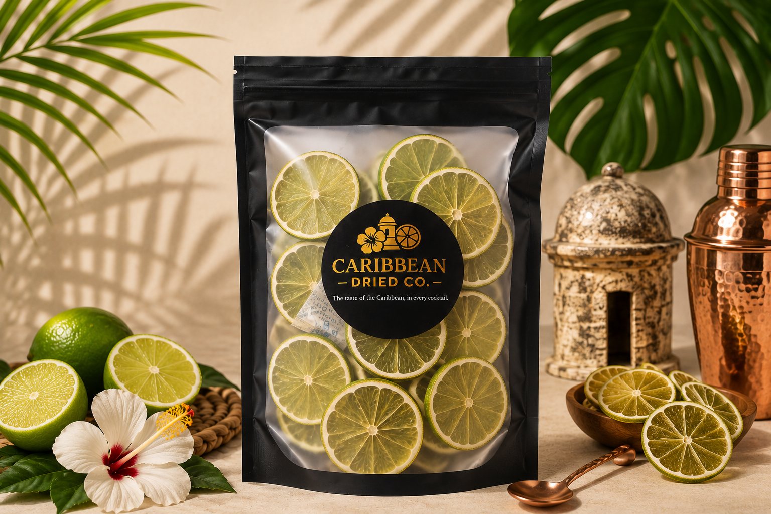Empaque de rodajas de lima deshidratada Caribbean Dried Co.